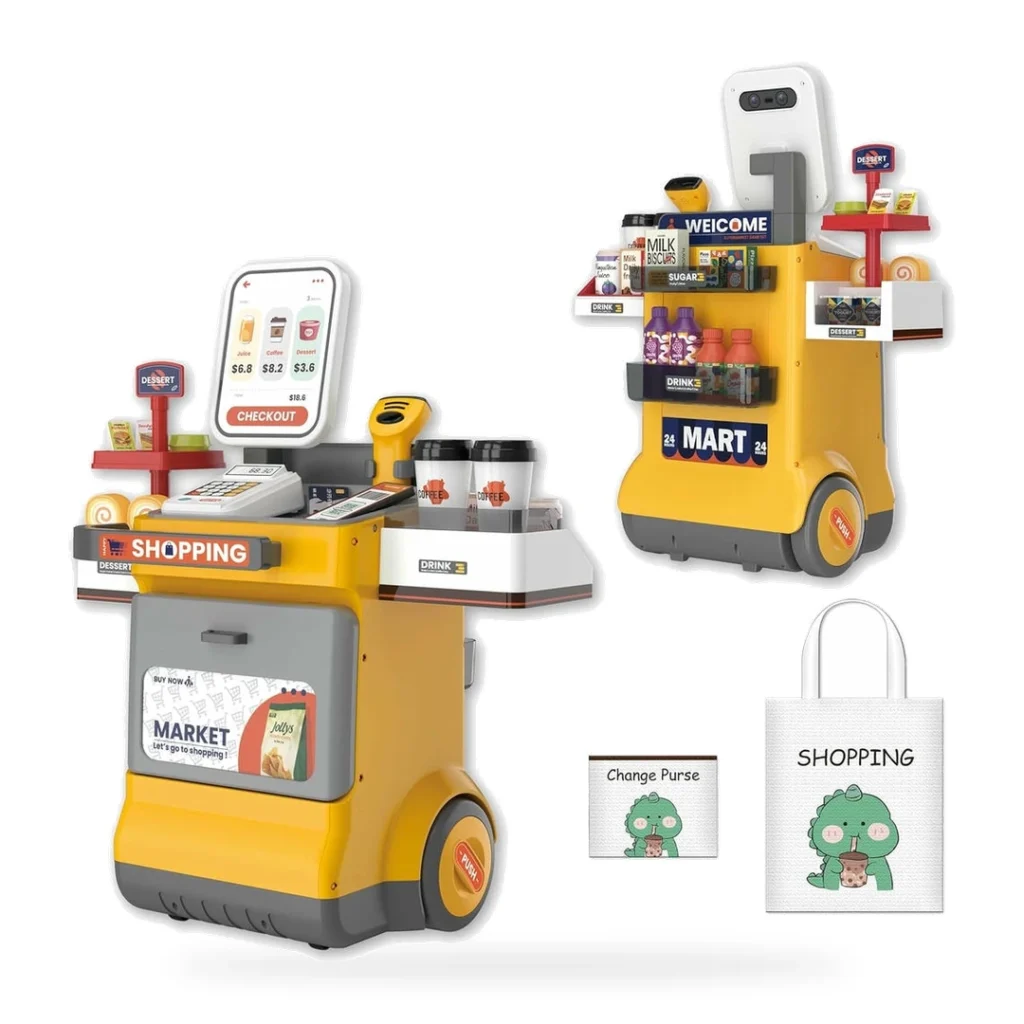 Supermarket Checkout Counter Playset + Electric Scanner & Card Reader